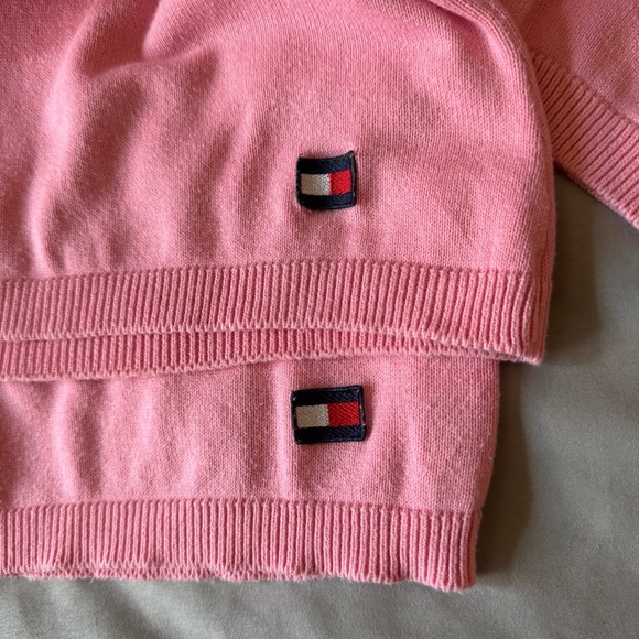 Vintage TOMMY HILFIGER Y2K Pink Cardigan Set Xs S M 90s Baby Tee Cropped - Picture 9 of 17
